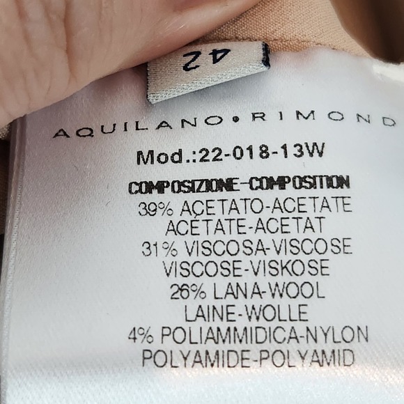 Aquilano Rimondi Made in Italy 3/4 Sleeve Wool Blend Pleated Dress Women's 42-M - Picture 12 of 15